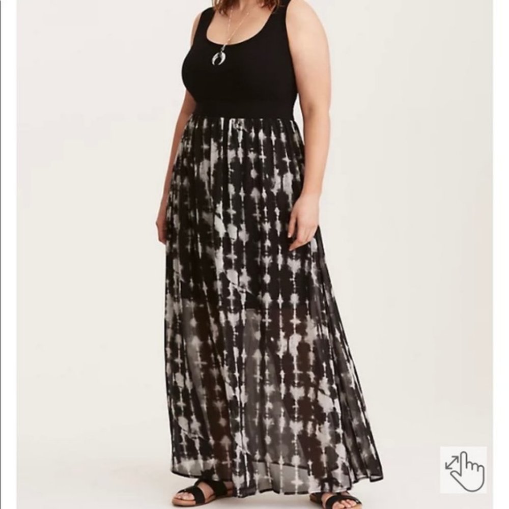 Tie Dye Chiffon Skirt Knit Top Maxi Dress
